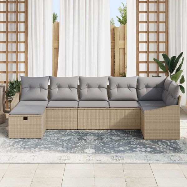 vidaXL Conjunto de Sofá de Jardim 7 pcs Bege 55 x 62 x 69 cm
