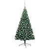 vidaXL Meia &aacute;rvore Natal artificial pr&eacute;-iluminada c/ bolas verde