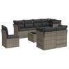 vidaXL 9 pcs conjunto sof&aacute;s p/ jardim com almofad&otilde;es vime PE cinzento