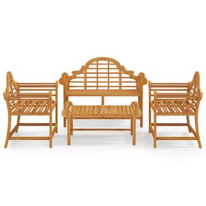 vidaXL 4 pcs conjunto lounge de jardim madeira de teca maci&ccedil;a