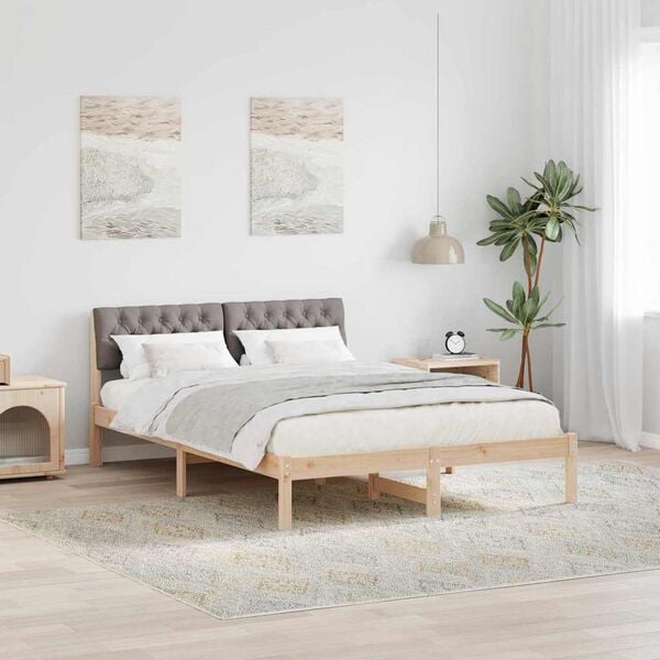 vidaXL Estrutura da cama com cabeceira Marrom e taupe 160 x 200 cm