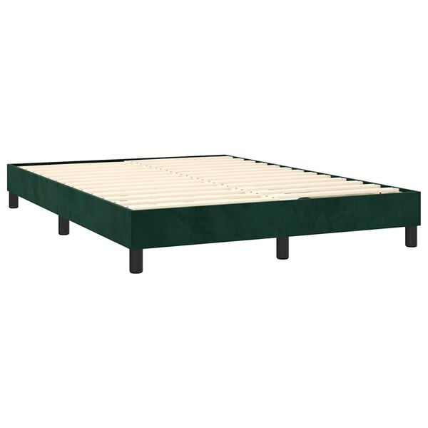 vidaXL Estrutura de cama com molas 140x200 cm veludo verde-escuro