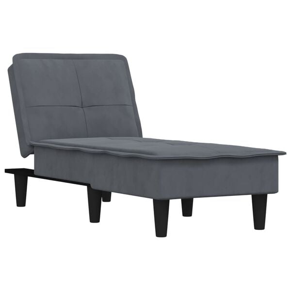 vidaXL Chaise longue veludo cinzento-escuro