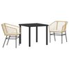 vidaXL Conjunto de Jantar para Jardim 3 unid. Castanho vime PE