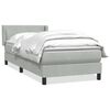 vidaXL Cama com molas/colch&atilde;o cinzento-claro 90x220 cm veludo