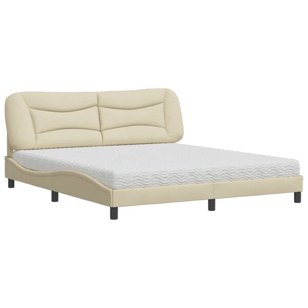 vidaXL Cama com colch&atilde;o Hvar 180x200 cm tecido cor creme