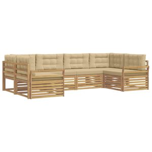 vidaXL Conjunto de Sof&aacute;s para Exterior 6 unid. Branco e Bege