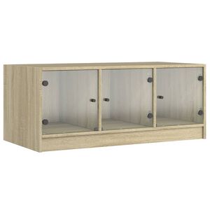 vidaXL Mesa de centro c/ portas de vidro 102x50x42 cm carvalho sonoma