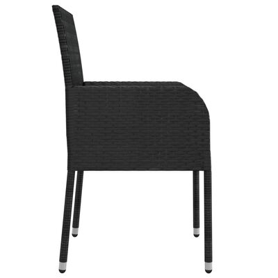 vidaXL Cadeiras de jardim com almofadões 4 pcs vime PE preto