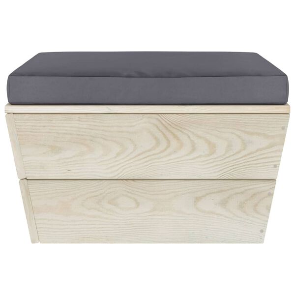 vidaXL Otomano de paletes p/ jardim com almofad&otilde;es abeto impregnado