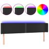 vidaXL Cabeceira de cama c/ LED couro artificial 183x16x78/88 cm preto
