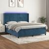 vidaXL Cama box spring c/ colch&atilde;o/LED 180x200 cm veludo azul-escuro