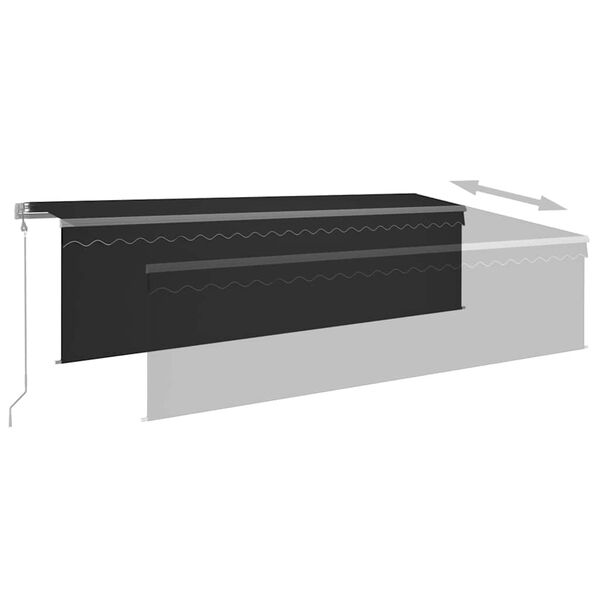 vidaXL Toldo retr&aacute;til autom&aacute;tico com estore 5x3 m antracite