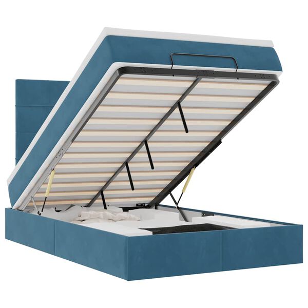 vidaXL Estrutura cama otomana colch&otilde;es 120x200cm veludo azul escuro