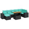 vidaXL 8 pcs conjunto sof&aacute;s jardim almofad&otilde;es vime PE/ac&aacute;cia cinzento