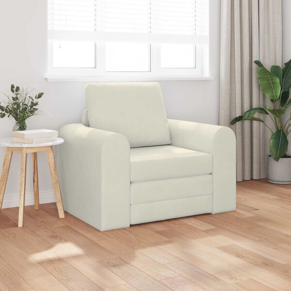vidaXL Sof&aacute;-Cama Creme 98 x 71 x 83 cm Veludo
