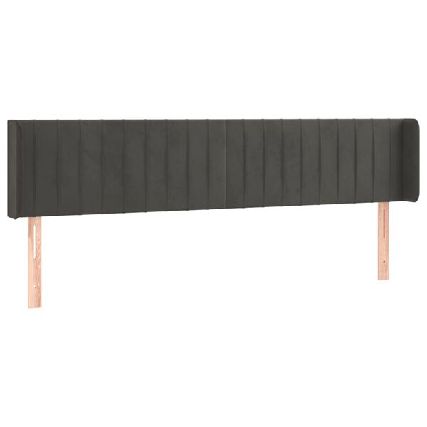 vidaXL Cabeceira de cama c/ abas veludo 163x16x78/88cm cinzento-escuro