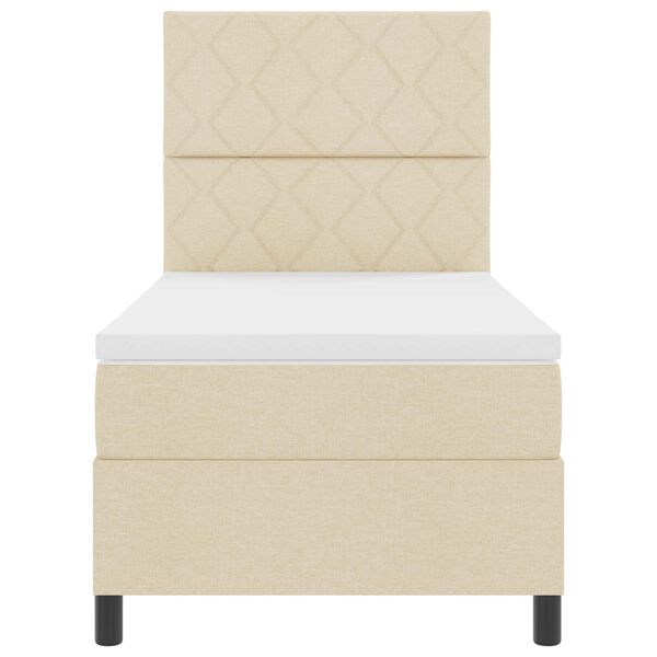 vidaXL Cama Box com colch&atilde;o com cabeceira Creme 100 x 200 cm tecido