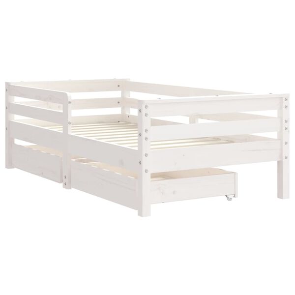 vidaXL Estrutura cama infantil c/ gavetas 70x140cm pinho maci&ccedil;o branco