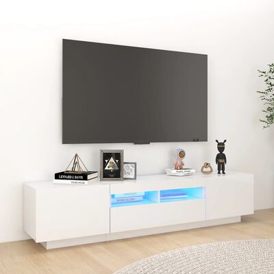 vidaXL Móvel de TV com luzes LED 180x35x40 cm branco brilhante