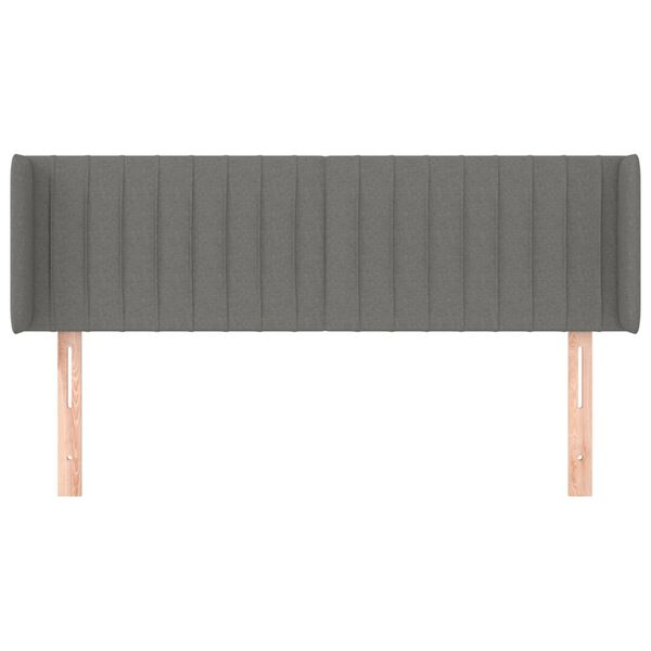 vidaXL Cabeceira de cama c/ abas tecido 147x16x78/88cm cinzento-escuro