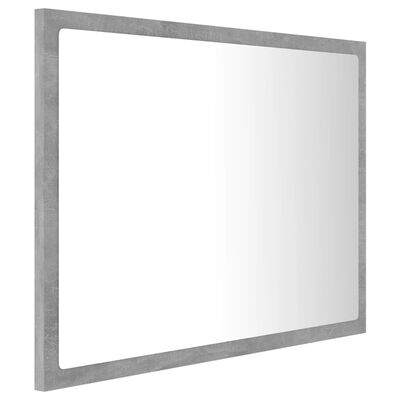 vidaXL Espelho casa de banho c/ LED 60x8,5x37cm acrílico cinza cimento