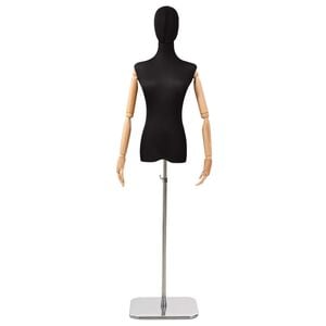 vidaXL Mannequin Ajust&aacute;vel de 165-213 cm com Base Feminino PP Preto