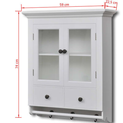 vidaXL Armário de parede para cozinha com porta de vidro branco