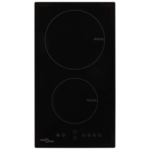 vidaXL Placa de indu&ccedil;&atilde;o com 2 discos controlo t&aacute;til vidro 3500 W