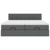 vidaXL Estrutura de cama otomana com colch&otilde;es tecido cinzento escuro