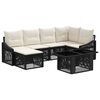 vidaXL Conjunto de Sof&aacute; de Jardim 7 unid. Preto e Branco Creme vime PE