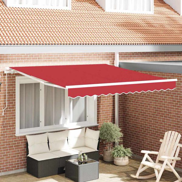 vidaXL Toldo Retr&aacute;til Vermelho 350 x 250 cm Poli&eacute;ster e Alum&iacute;nio