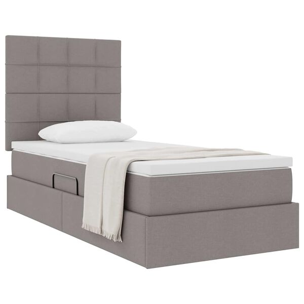 vidaXL Cama com arruma&ccedil;&atilde;o e colch&atilde;o Cinzento-acastanhado 90 x 190 cm