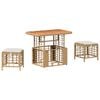 vidaXL Conjunto de Jantar para Jardim 3 pcs Natural e Branco