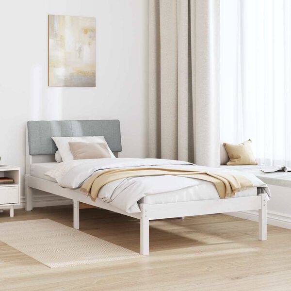 vidaXL Estrutura da cama Branco e cinza claro 90 x 200 cm