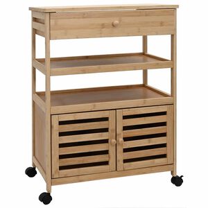 vidaXL Carrinho de Cozinha com Rodas Natural 59,5 x 36 x 82 cm Bambu