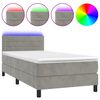 vidaXL Cama box spring c/ colch&atilde;o/LED 90x190 cm veludo cinzento-claro