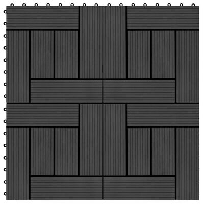 vidaXL Ladrilhos de pavimento 11 pcs WPC 1m² 30x30 cm preto