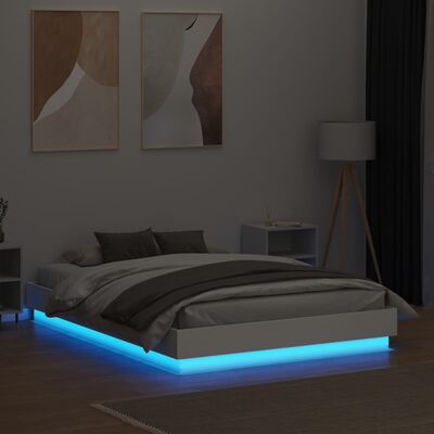 vidaXL Estrutura de cama com luzes LED 120x190 cm branco