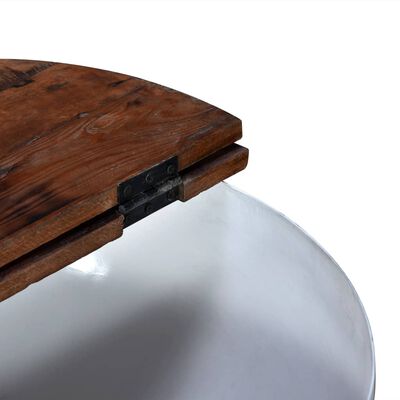 vidaXL Conj. mesas centro 2 pcs madeira reciclada branco forma tigela