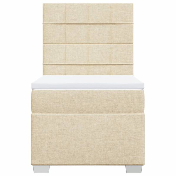vidaXL Cama com molas/colch&atilde;o 90x200 cm tecido cor cr&egrave;me