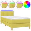 vidaXL Cama box spring c/ colch&atilde;o e LED 90x190 cm tecido verde