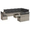 vidaXL 11 pcs conjunto sof&aacute;s de jardim c/ almofad&otilde;es vime PE cinzento