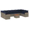 vidaXL Conjunto de sof&aacute; de jardim com 11 pe&ccedil;as e almofadas em rattan sint&eacute;tico cinza