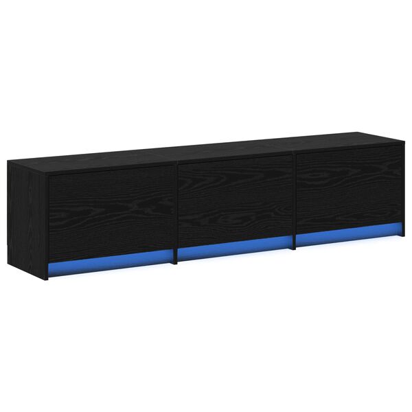 vidaXL Gabinete para TV com led Carvalho Preto 165 x 34 x 40 cm