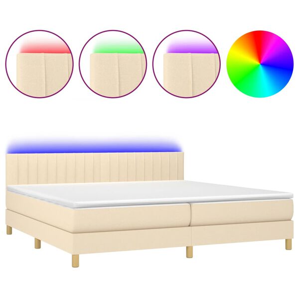 vidaXL Cama box spring c/ colch&atilde;o e LED 80x200 cm tecido cinza-escuro
