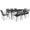 vidaXL 9 pcs conjunto de jantar p/ jardim corda de algod&atilde;o e a&ccedil;o preto