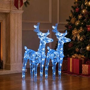 vidaXL Renas de Natal 2 pcs 80 luzes LED acr&iacute;lico azul