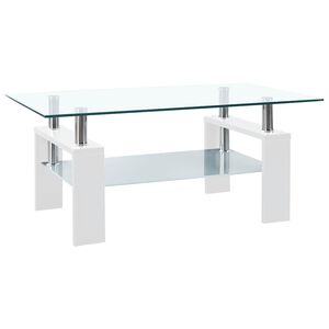 vidaXL Mesa de centro 95x55x40 cm branco vidro temperado transparente