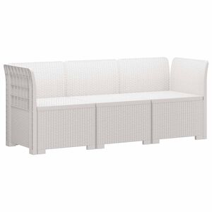 vidaXL Sof&aacute; de Jardim para 3 Pessoas Estilo Rattan PP Branco